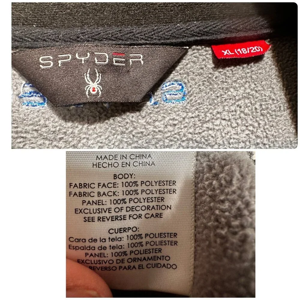 Spyder Raider Polar Tech Jacket Junior Mens XL 18-29 Gray Knit Thermal Outdoors